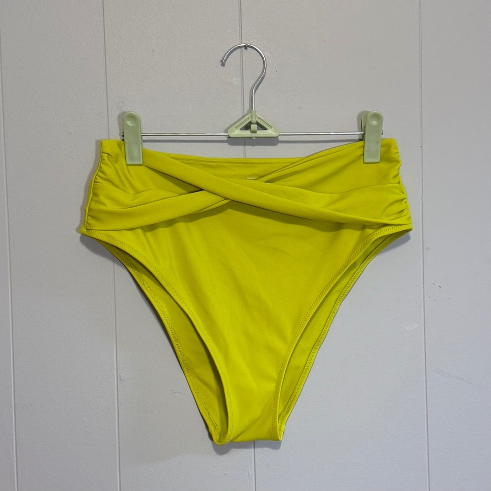 Aerie Yellow Green Twist High Cut Cheeky Bikini Bottoms Size Medium